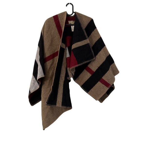 Burberry Mega Check Scotland Wool Plaid Check Cape One Size Womens NEW